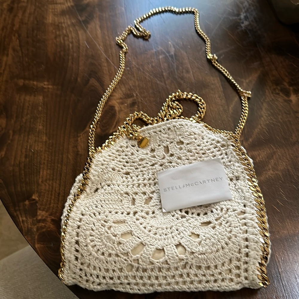 Stella McCartney new without tags crocheted handbag with gold straps